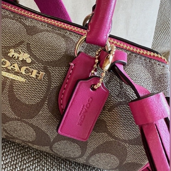 NWT COACH Lacey Crossbody CB874 In Signature Canvas Khaki/Cerise AUTHENTIC - Picture 4 of 6